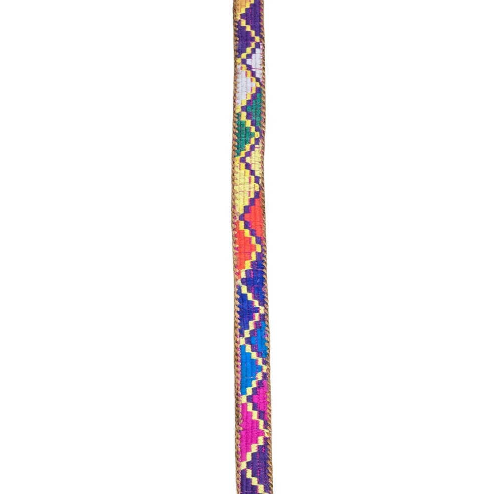 Handmade in Guatemala Multicolored Chevron Cotton & Leather Women's Belt Size 34